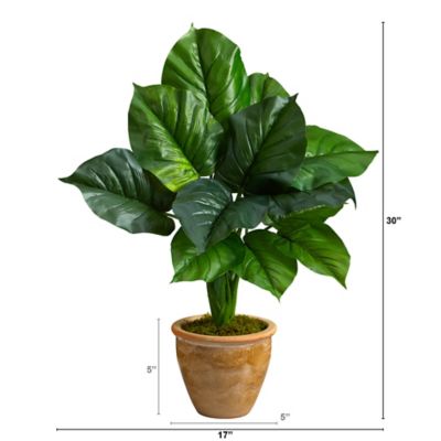 Image showing  30 in. Artificial Large Philodendron Leaf Plant in Decorative Planter