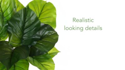 Image showing  30 in. Artificial Large Philodendron Leaf Plant in Decorative Planter