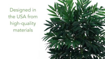 Image showing  3 ft. Artificial Bamboo Palm Plant in White Metal Planter