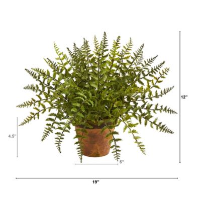 Image showing  19 in. Artificial Leather Fern Plant in Decorative Planter