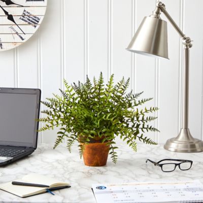 Image showing  19 in. Artificial Leather Fern Plant in Decorative Planter