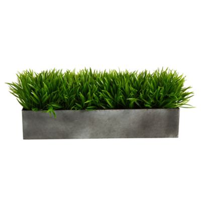 Nearly Natural 25 in. Artificial Wild Grass Plant in Metal Planter
