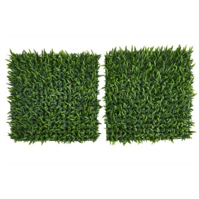 Nearly Natural 20 in. Artificial Grass Wall Mat, Indoor/Outdoor, 2 pc.