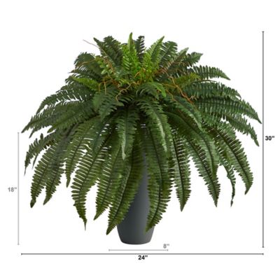 Image showing  2.5 ft. Artificial Boston Fern Plant in Gray Planter
