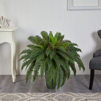 Image showing  2.5 ft. Artificial Boston Fern Plant in Gray Planter