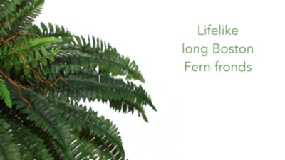 Image showing  2.5 ft. Artificial Boston Fern Plant in Gray Planter