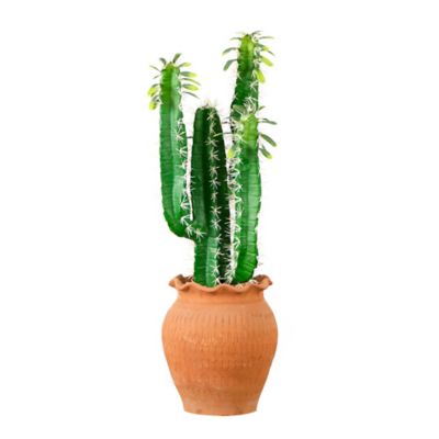 Nearly Natural 28 in. Artificial Cactus in Terracotta Planter