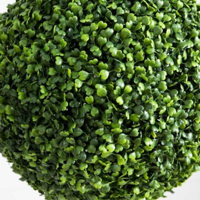 Image showing  14 in. Artificial Boxwood Ball Topiary with Integrated Ground Stake, UV Resistant, Indoor/Outdoor, 2 pc.