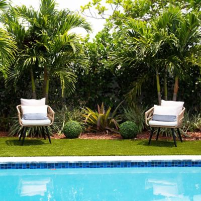 Image showing 6 th Nearly Natural 14 in. Artificial Boxwood Ball Topiary with Integrated Ground Stake, UV Resistant, Indoor/Outdoor, 2 pc.