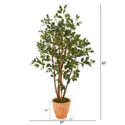 Image showing  53 in. Artificial Ficus Tree in Terracotta Planter