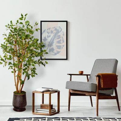 Image showing  4.5 ft. Artificial Ficus Tree in Ribbed Metal Planter