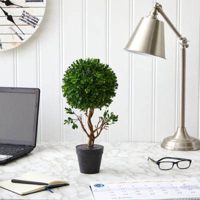 Image showing  Artificial 15 in. Boxwood Topiary Tree, UV-Resistant, Indoor/Outdoor