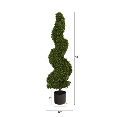 Image showing  4 ft. Artificial Spiral Hazel Leaf Topiary Tree, UV Resistant, Indoor/Outdoor
