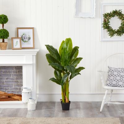 Image showing  Artificial 4 ft. Triple Stalk Banana Tree, Real Touch