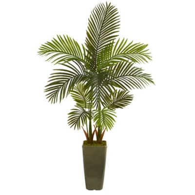 Nearly Natural 5 ft. Artificial Areca Palm Tree in Green Planter