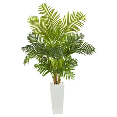 Nearly Natural 68 in. Artificial Hawaii Palm Tree in Tall White Planter