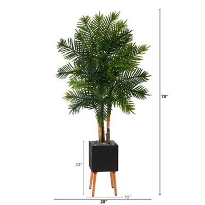 Image showing  70 in. Artificial Areca Palm Tree in Black Planter with Stand