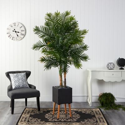 Image showing  70 in. Artificial Areca Palm Tree in Black Planter with Stand