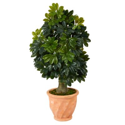 Image showing  39 in. Artificial Schefflera Tree in Terra-Cotta Planter, Real Touch