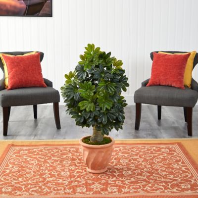 Image showing  39 in. Artificial Schefflera Tree in Terra-Cotta Planter, Real Touch