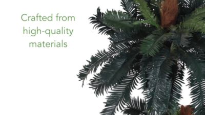 Image showing  5 ft. Artificial and 3 ft. Artificial Double Sago Palm Tree with Basket