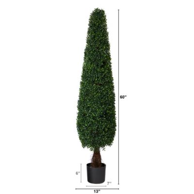 Image showing  5 ft. Artificial Boxwood Topiary Tree, UV Resistant, Indoor/Outdoor