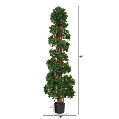 Image showing  5.5 ft. Artificial English Ivy Topiary Spiral Tree, UV Resistant, Indoor/Outdoor