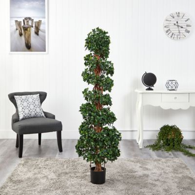Image showing  5.5 ft. Artificial English Ivy Topiary Spiral Tree, UV Resistant, Indoor/Outdoor