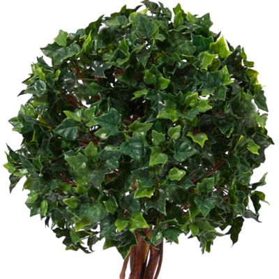 Image showing  3.5 ft. Artificial English Ivy Single Ball Topiary Tree with Natural Trunk, UV Resistant, Indoor/Outdoor