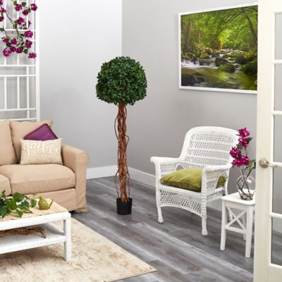 Image showing  5.5 ft. Artificial English Ivy Single Ball Topiary Tree with Natural Trunk UV Resistant, Indoor/Outdoor