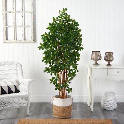 Image showing  6 ft. Artificial Black Olive Tree in Handmade Natural Jute and Cotton Planter