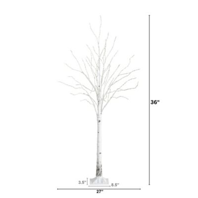 Image showing  3 ft. Pre-Lit Artificial White Birch Tree with 92 Warm White LED Lights