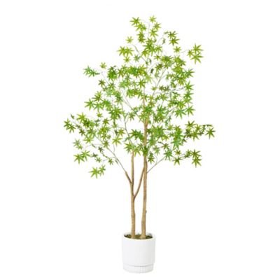 Nearly Natural 6 ft. Artificial Maple Tree with White Planter