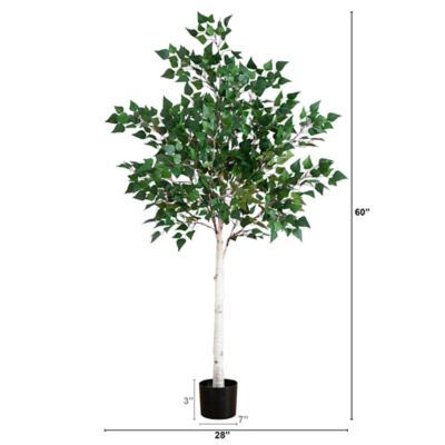 Image showing  5 ft. Pre-Lit Artificial Birch Tree with 180 Warm White LED Lights