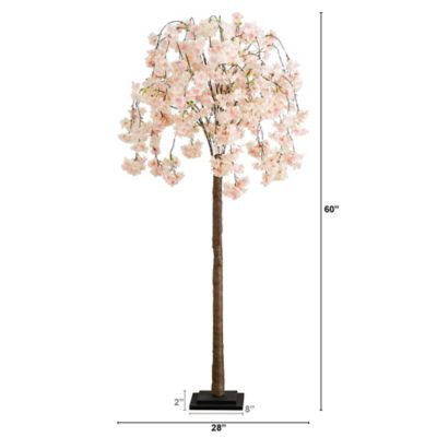 Image showing  5 ft. Pre-Lit Artificial Cascading Cherry Blossom Tree with 320 Warm White LED Lights