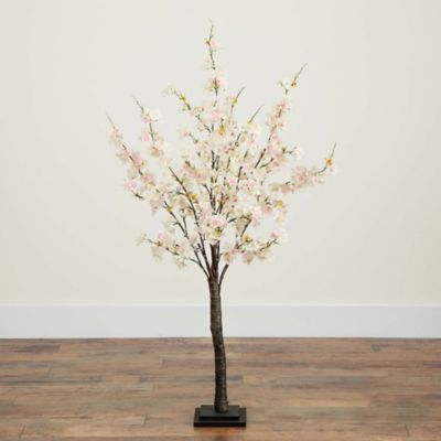 Image showing 7 th Nearly Natural 4 ft. Pre-Lit Artificial Cherry Blossom Tree with 210 Warm White LED Lights