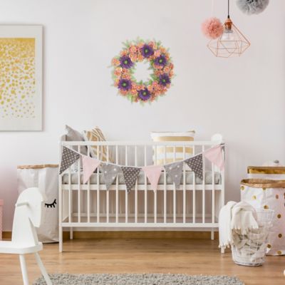 Image showing  21 in. Artificial Mixed Daisy Wreath, Purple