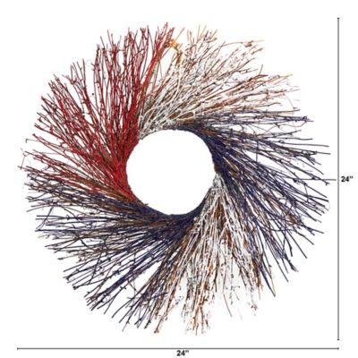 Image showing  24 in. Artificial Americana Twig Wreath, Red White and Blue