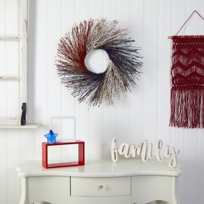 Image showing  24 in. Artificial Americana Twig Wreath, Red White and Blue