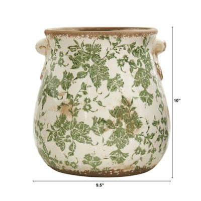 Image showing  Tuscan Ceramic Scroll Planter, 10 in., Green