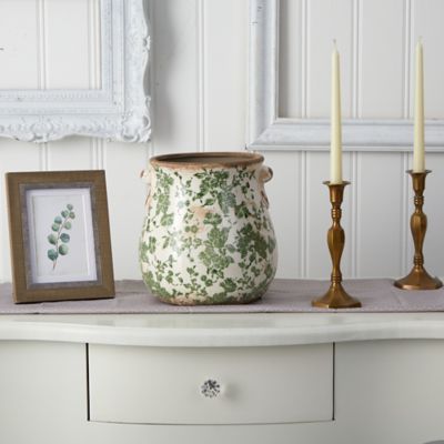 Image showing  Tuscan Ceramic Scroll Planter, 10 in., Green