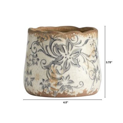 Image showing  4.5 in. Tuscan Ceramic Gray Scroll Planter