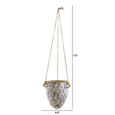 Image showing  2 ft. Tuscan Hanging Ceramic Scroll Planter