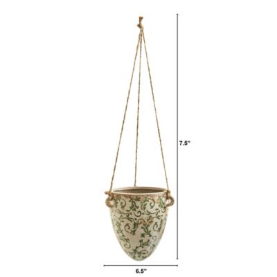 Image showing  2 ft. Tuscan Hanging Ceramic Scroll Planter