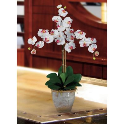 Image showing  27 in. Artificial Triple Phalaenopsis Silk Orchid Flower Arrangement, White, 1017-WH