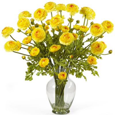 Nearly Natural 24 in. Artificial Ranunculus Liquid Illusion Silk Flower Arrangement