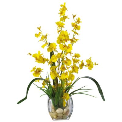 Nearly Natural 23 in. Artificial Dancing Lady Orchid Liquid Illusion Silk Flower Arrangement