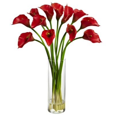 Nearly Natural 20 in. Artificial Mini Calla Lily Silk Flower Arrangement