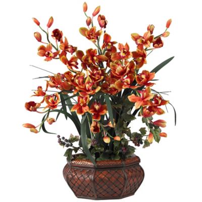 Nearly Natural 36 in. Artificial Large Cymbidium Silk Flower Arrangement