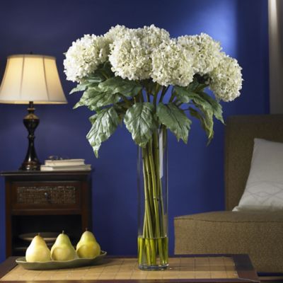 Image showing  18 in. Artificial Hydrangea Silk Flower Arrangement, White